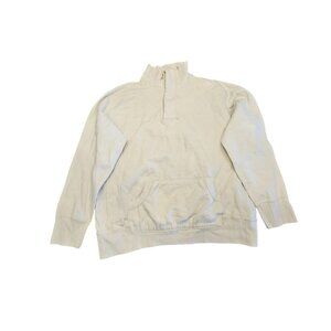 Mens VTG Pullover quarter zip cotton XL beige Cotton Raw edge pockets canyon